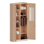 Garderobenschrank, 6 OH, 2 Türen, abschließbar, Gaderobe/Fachboden B/H/T 100x226x50cm 